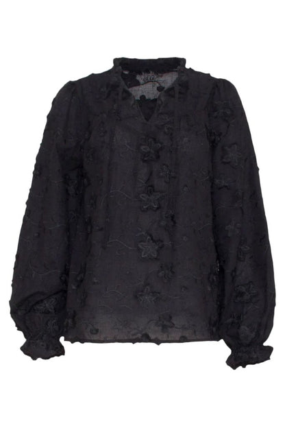 Floral Applique Blouse in Black