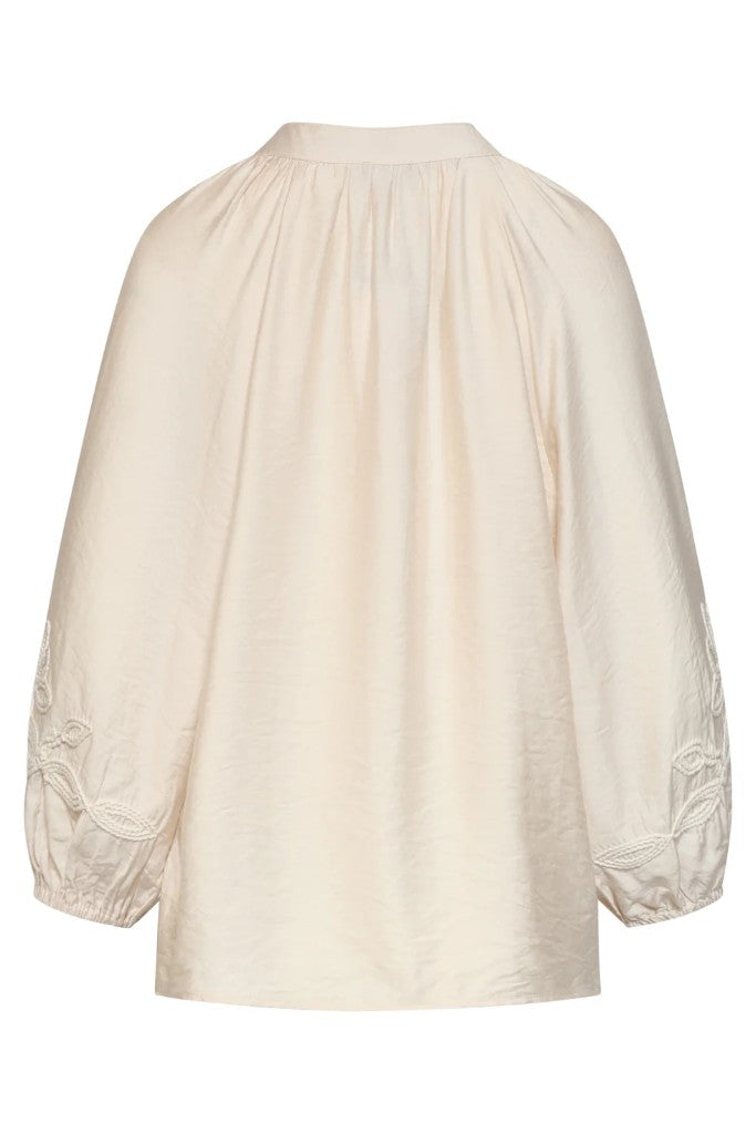 Floral Sleeve Detail Top in Off White