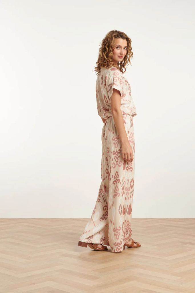 Flowy Aztec Print Pants in Sand