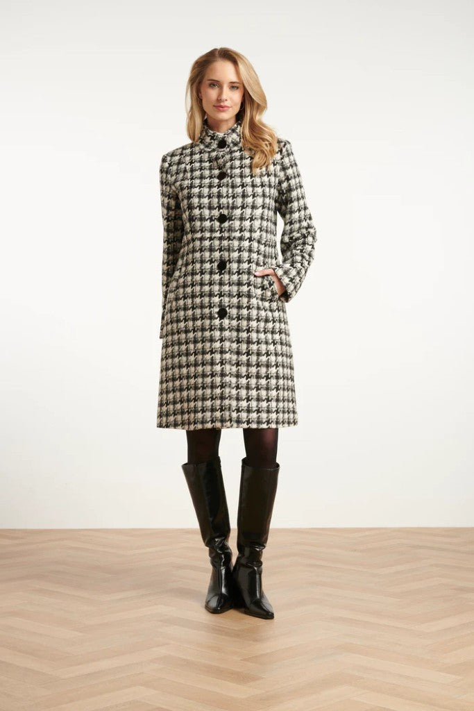 Smashed Lemon Houndstooth Mid Length Coat | Shop AP Jones Online Now