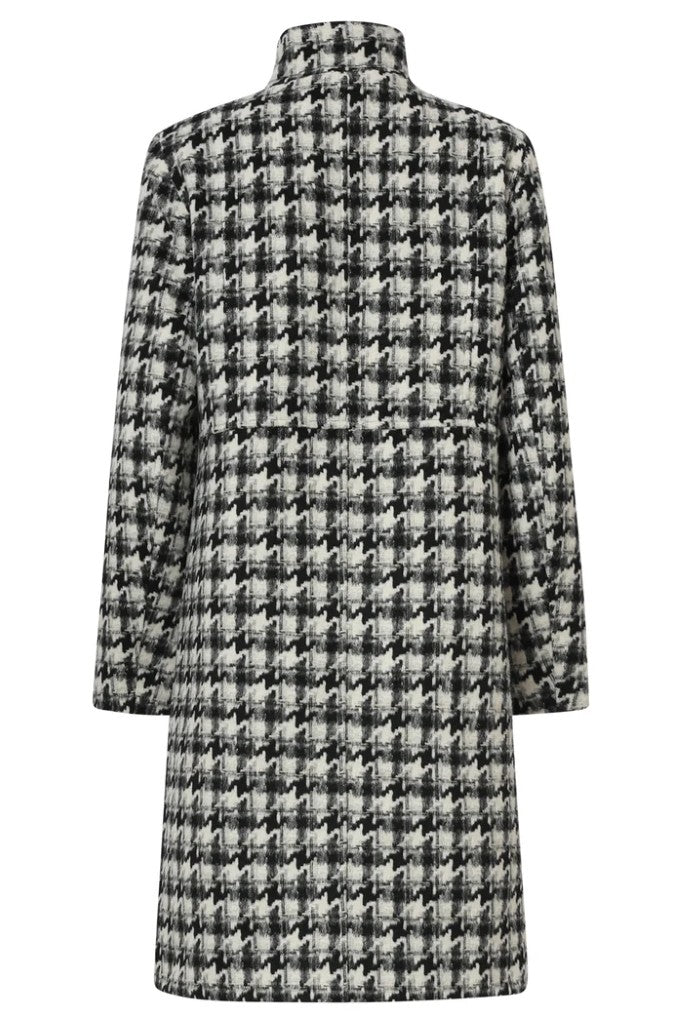 Houndstooth Mid Length Coat in Black / Off White