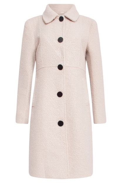 Long Boucle Coat in Sand