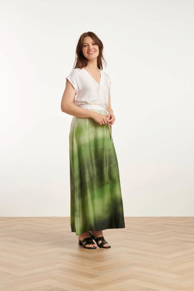Ombre V-Neck Dress in Off White / Light Green