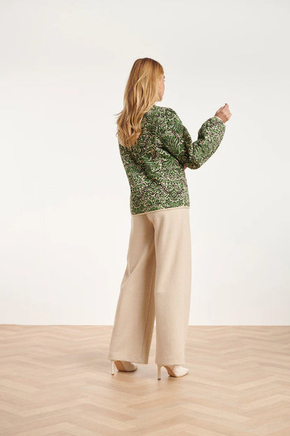 Padded Puff Sleeve Jacket in Green print