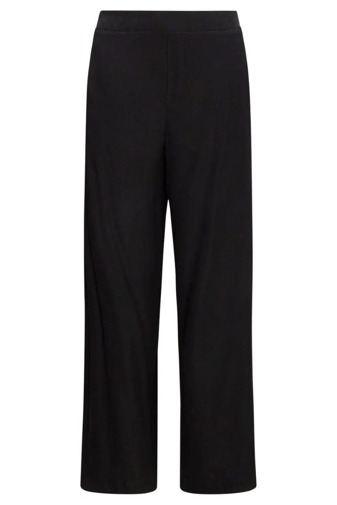 Rayon Satin Wide Leg Pants in Black