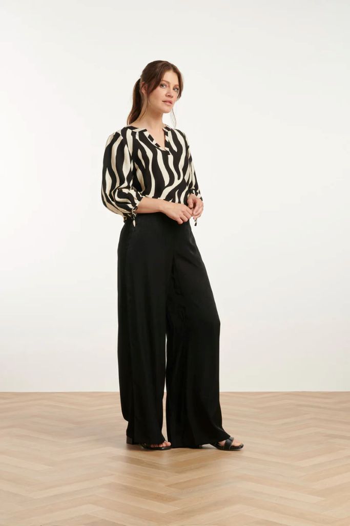 Rayon Satin Wide Leg Pants in Black