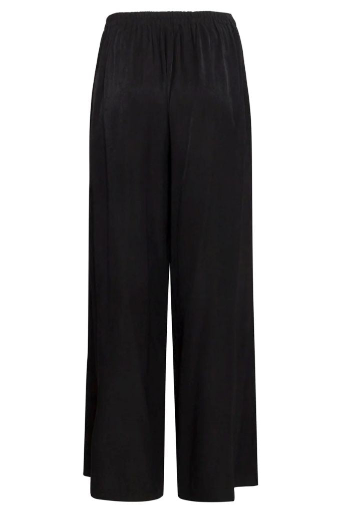 Rayon Satin Wide Leg Pants in Black