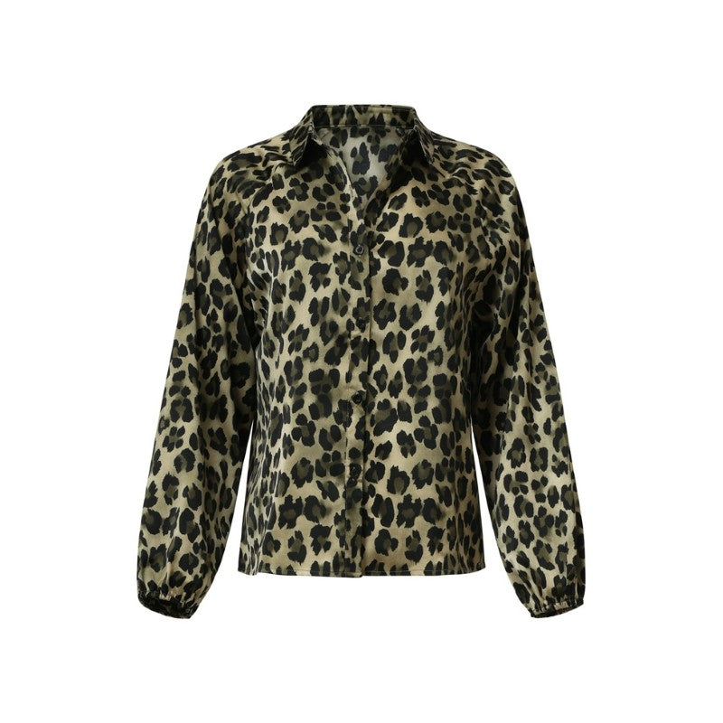 Satin Look Blouse in Army / Black