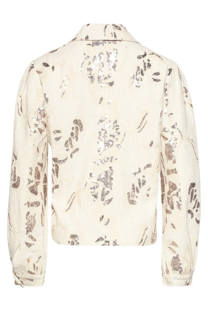 Sequin Floral Jacket in Sand