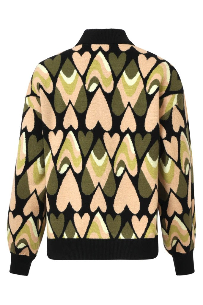 Turtle Neck Knit Top in Black / Army