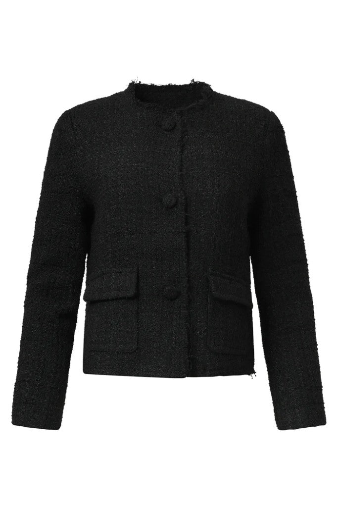 Tweed Button Up Jacket in Black