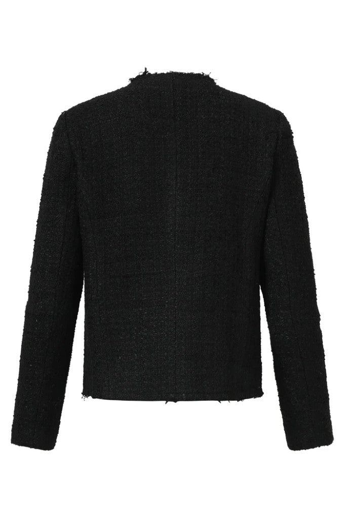 Tweed Button Up Jacket in Black