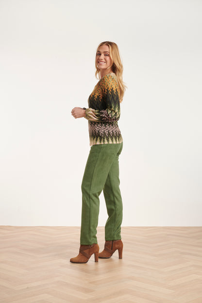 V-Neck Zig Zag Top in Green