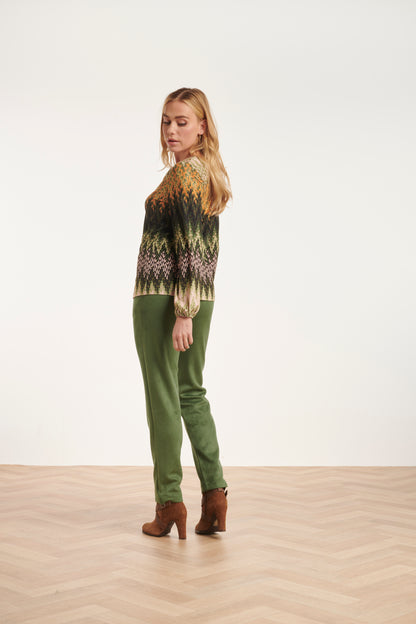 V-Neck Zig Zag Top in Green