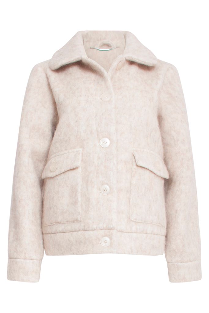 Wool Blend Short Coat in Sand