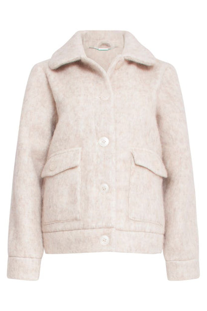 Wool Blend Short Coat in Sand