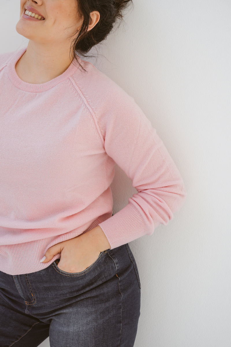 Pure Cashmere Raglan Sleeve Sweater in Ballet