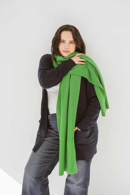 Pure Cashmere Oversized Wrap in Shamrock