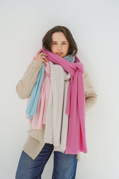 Pure Cashmere Oversized Wrap in Cabaret
