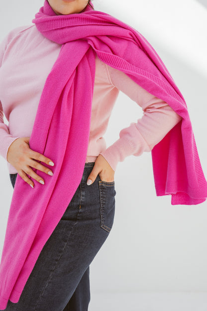 Pure Cashmere Oversized Wrap in Cabaret