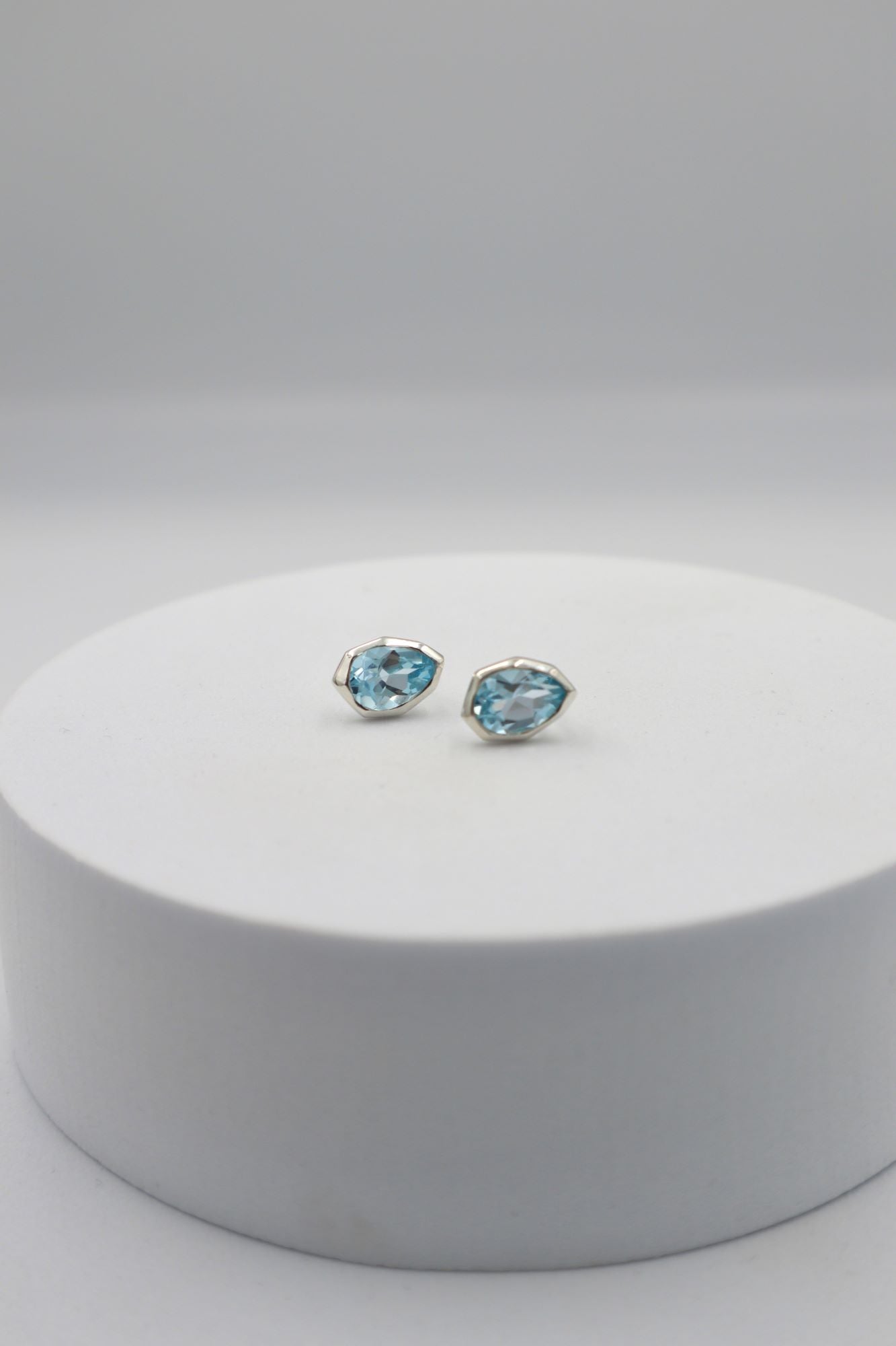 Sterling Silver Faceted Blue Topaz Stud Earrings