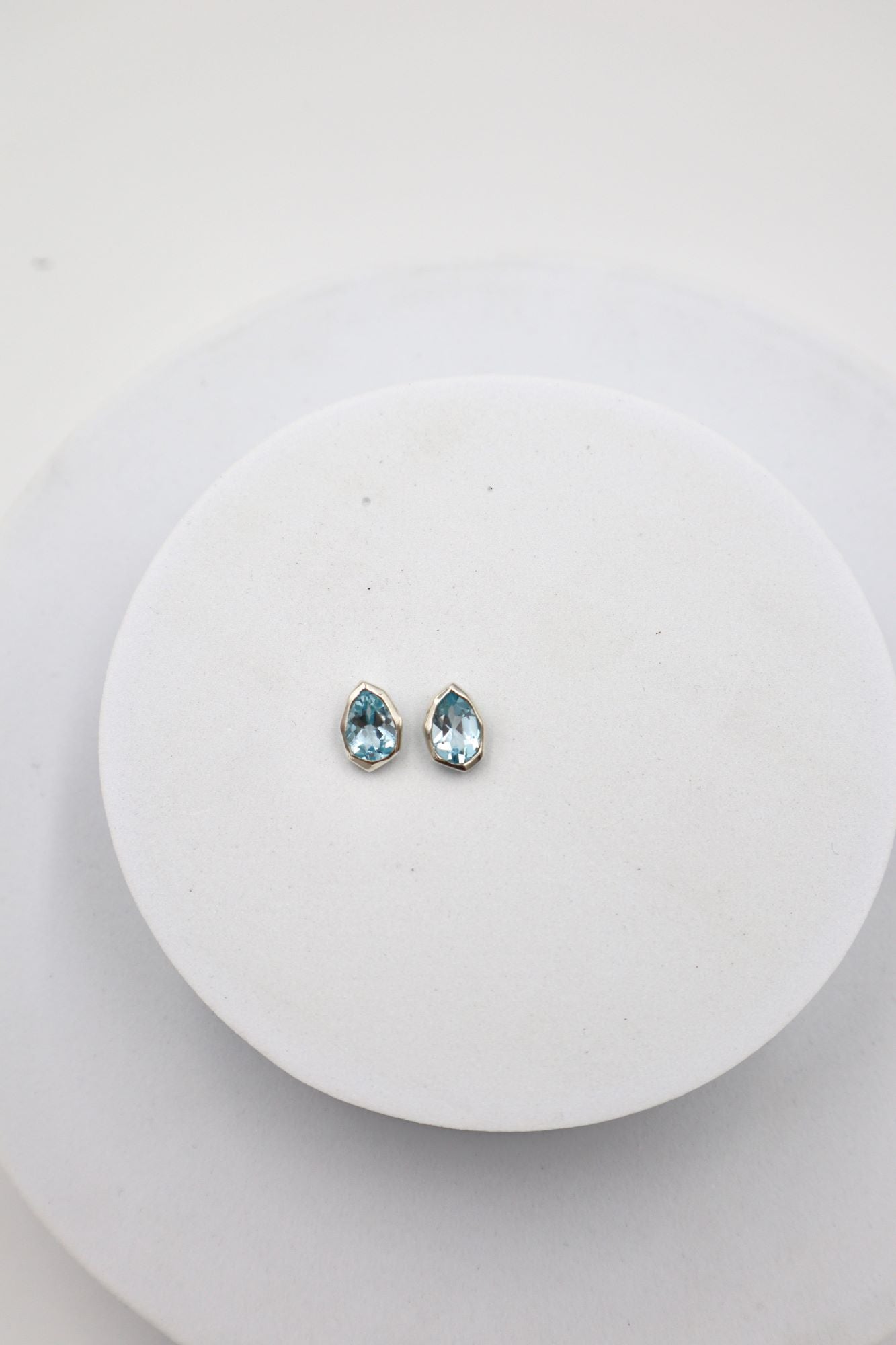 Sterling Silver Faceted Blue Topaz Stud Earrings