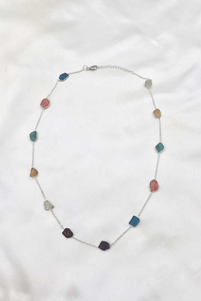 Sterling Silver 55cm Rough Stone Necklace