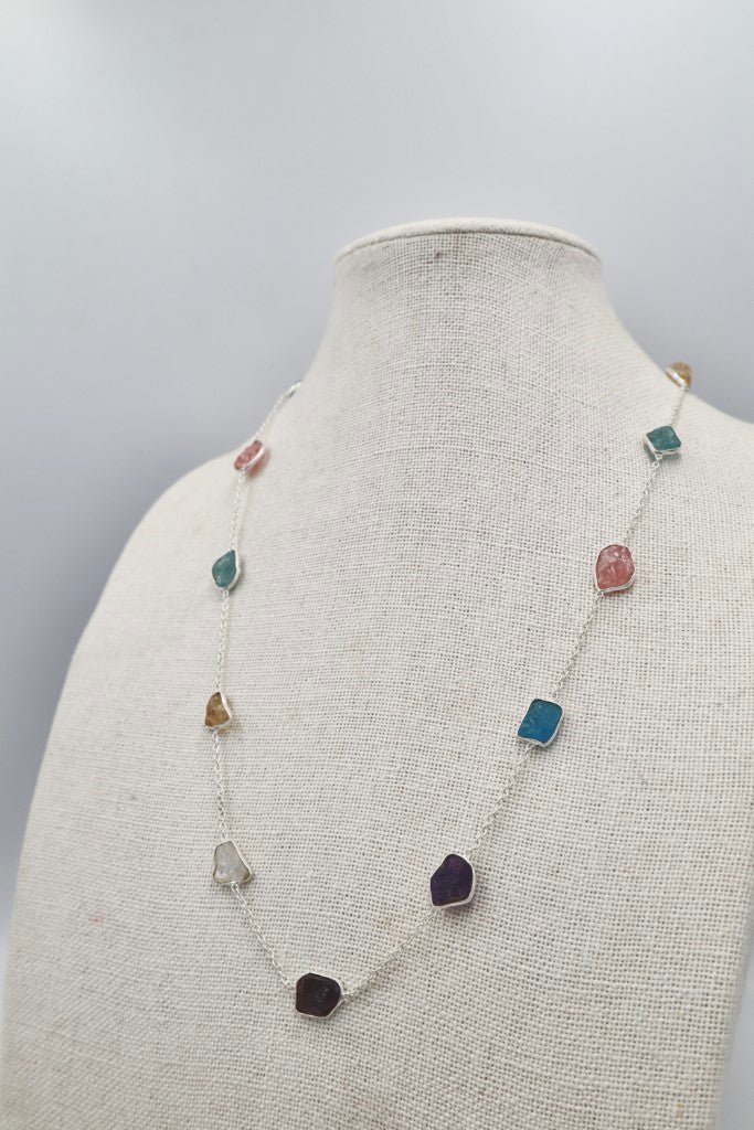 Sterling Silver 55cm Rough Stone Necklace