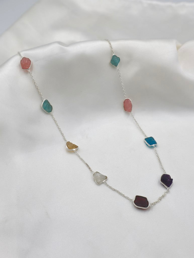 Sterling Silver 55cm Rough Stone Necklace