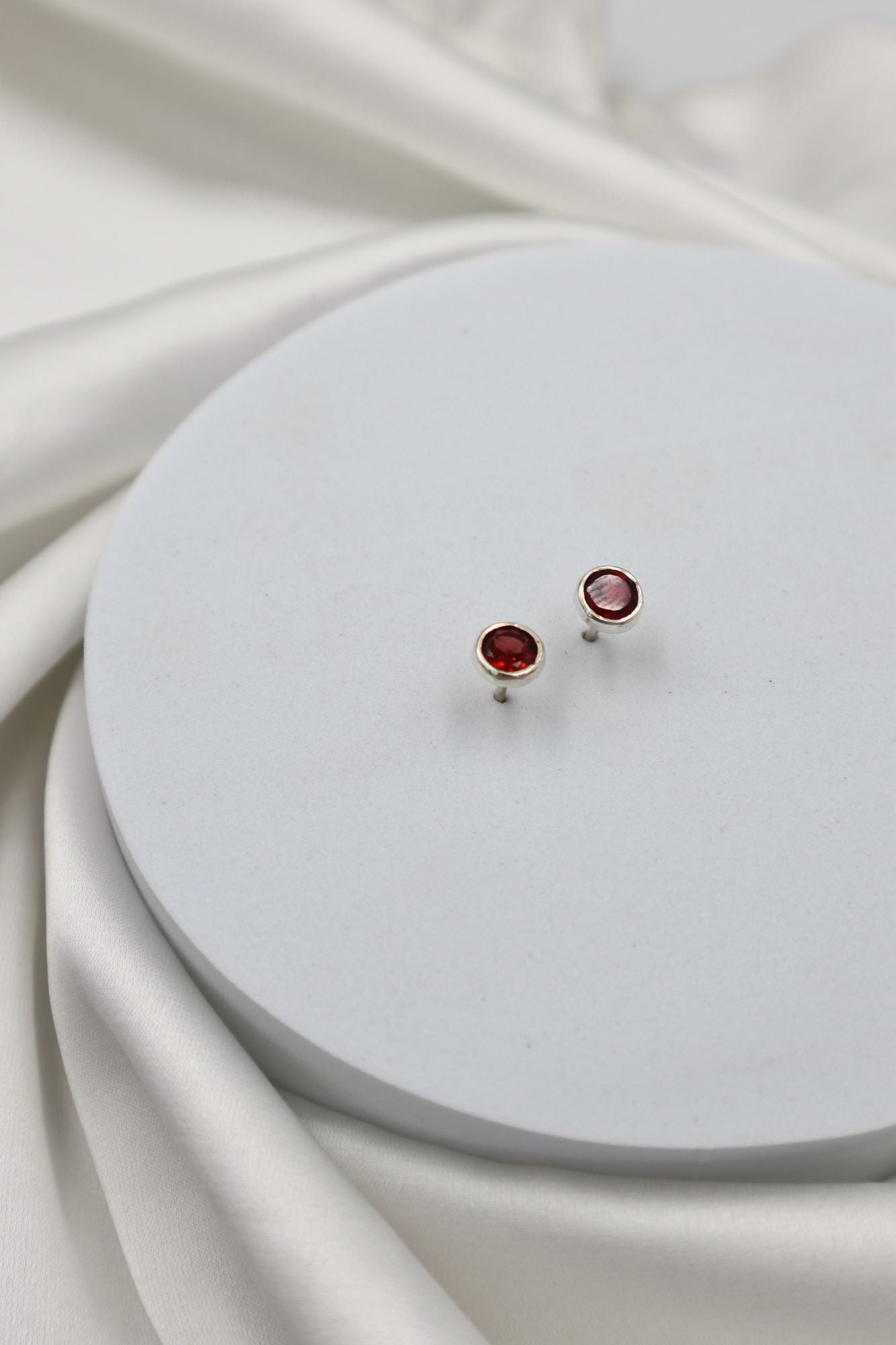 Sterling Silver 5mm Garnet Studs