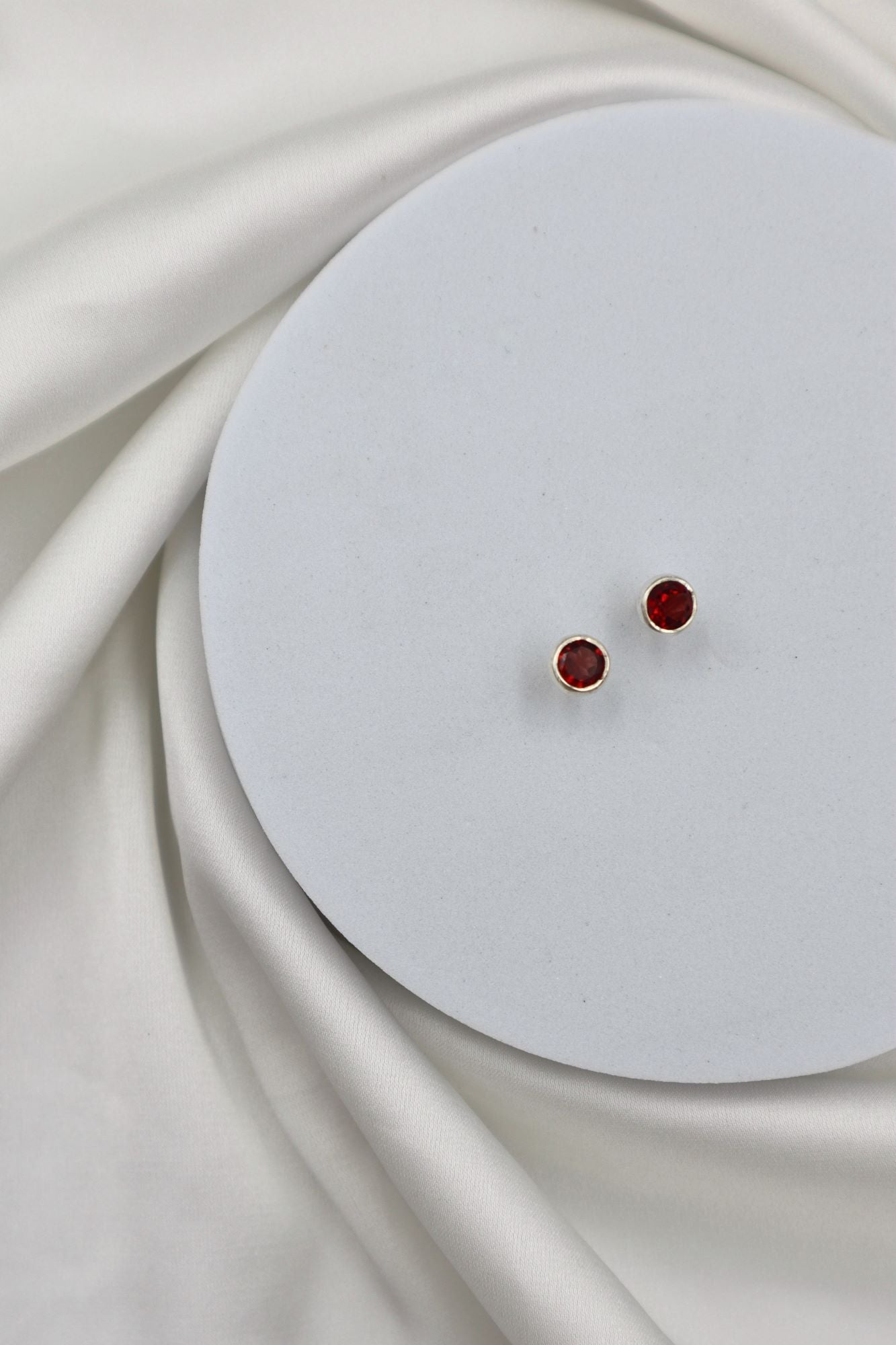 Sterling Silver 5mm Garnet Studs