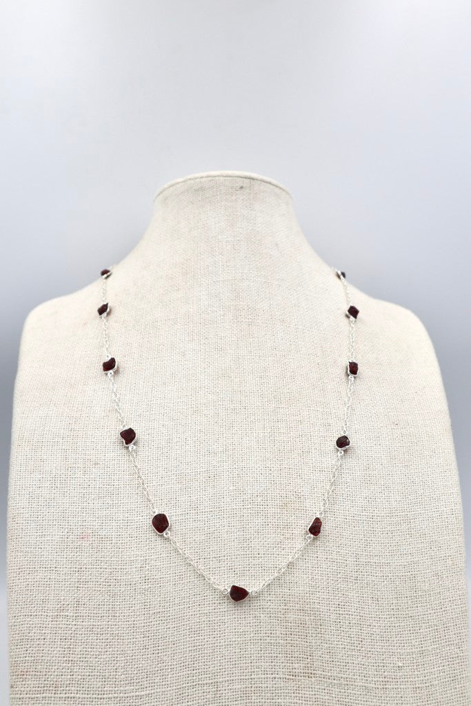 60cm Rough Garnet Stone Necklace