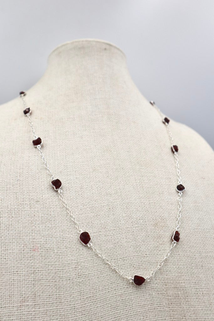 60cm Rough Garnet Stone Necklace