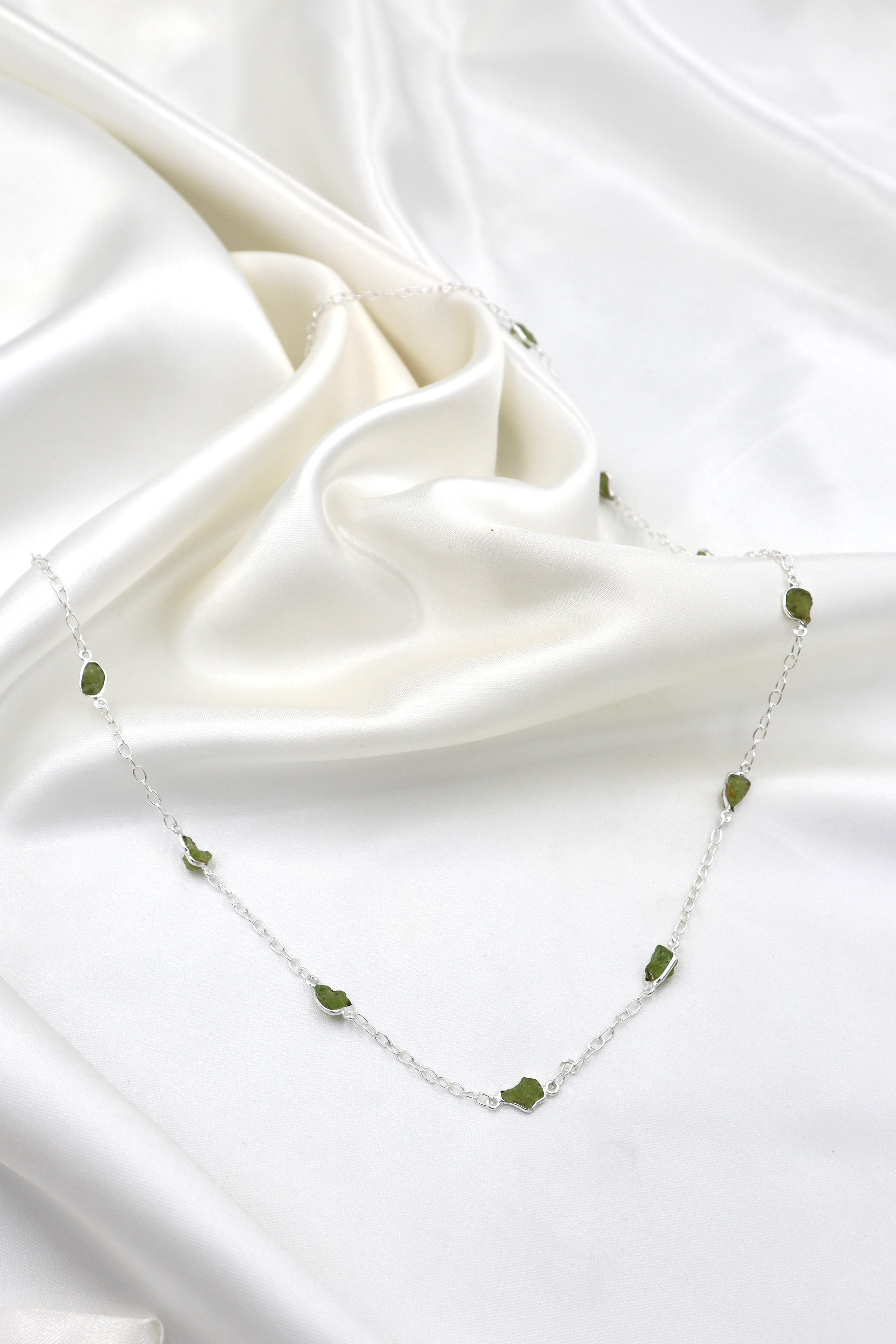 60cm Rough Peridot Stone Necklace