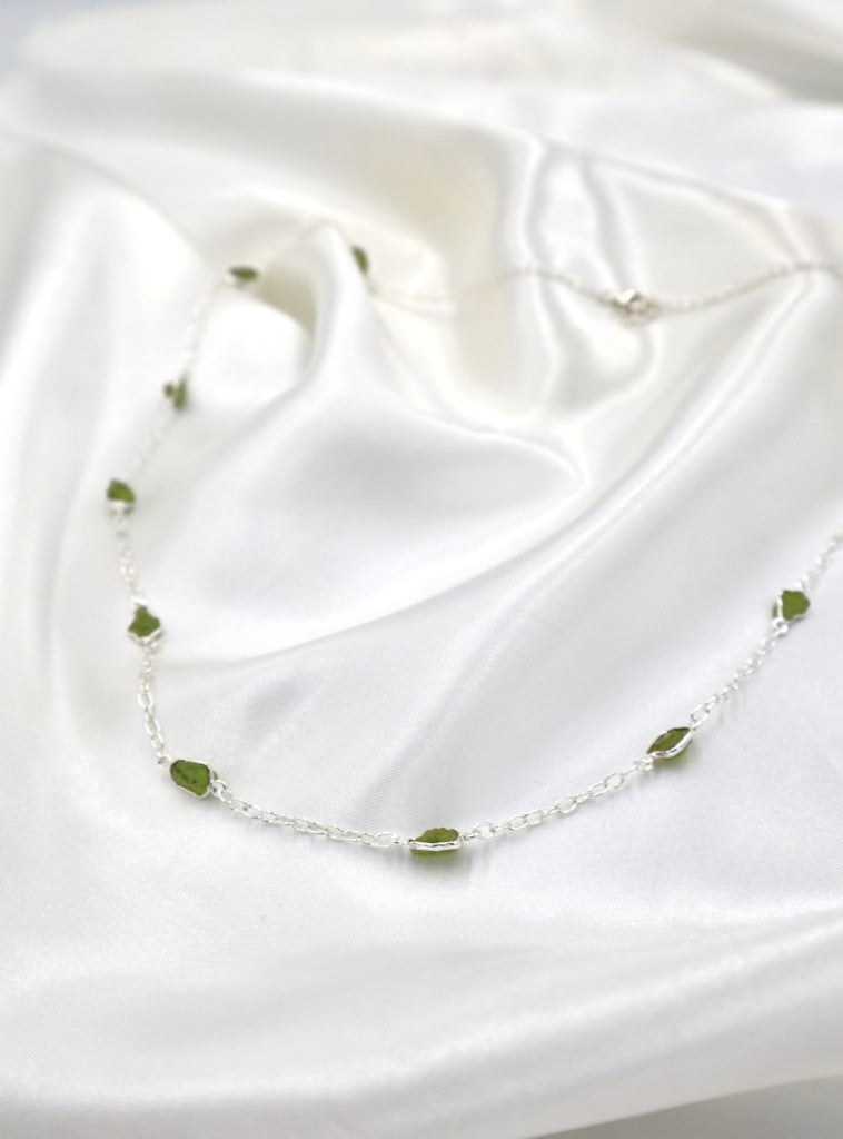 60cm Rough Peridot Stone Necklace