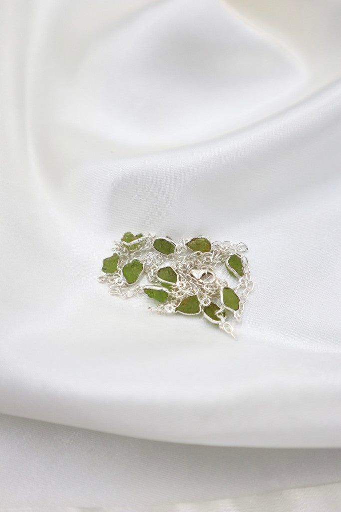 60cm Rough Peridot Stone Necklace