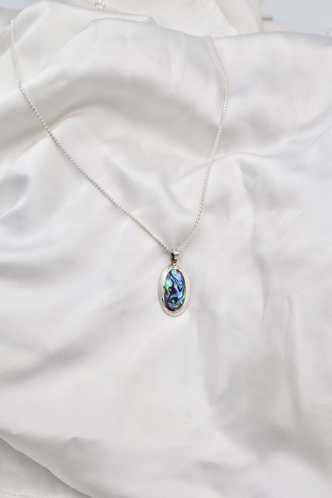 Abalone Oval on 45cm Sterling Silver Popcorn Chain
