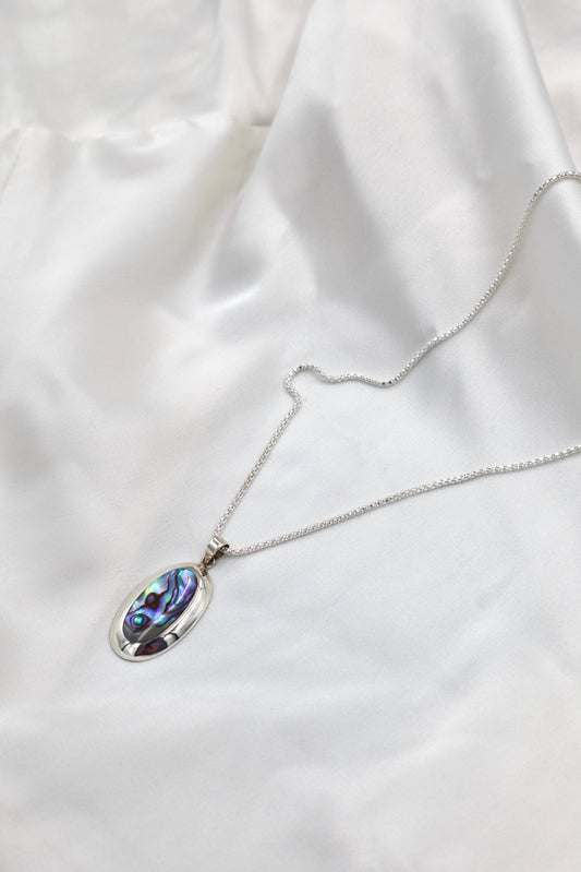 Abalone Oval on 45cm Sterling Silver Popcorn Chain