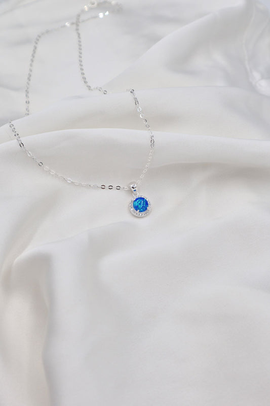 Sterling Silver CZ Blue Opaline Necklace