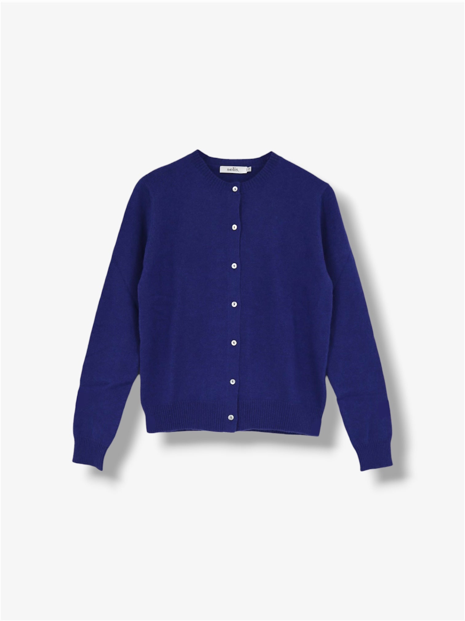 Cashmere Classic Crew Cardigan in Smalt Blue