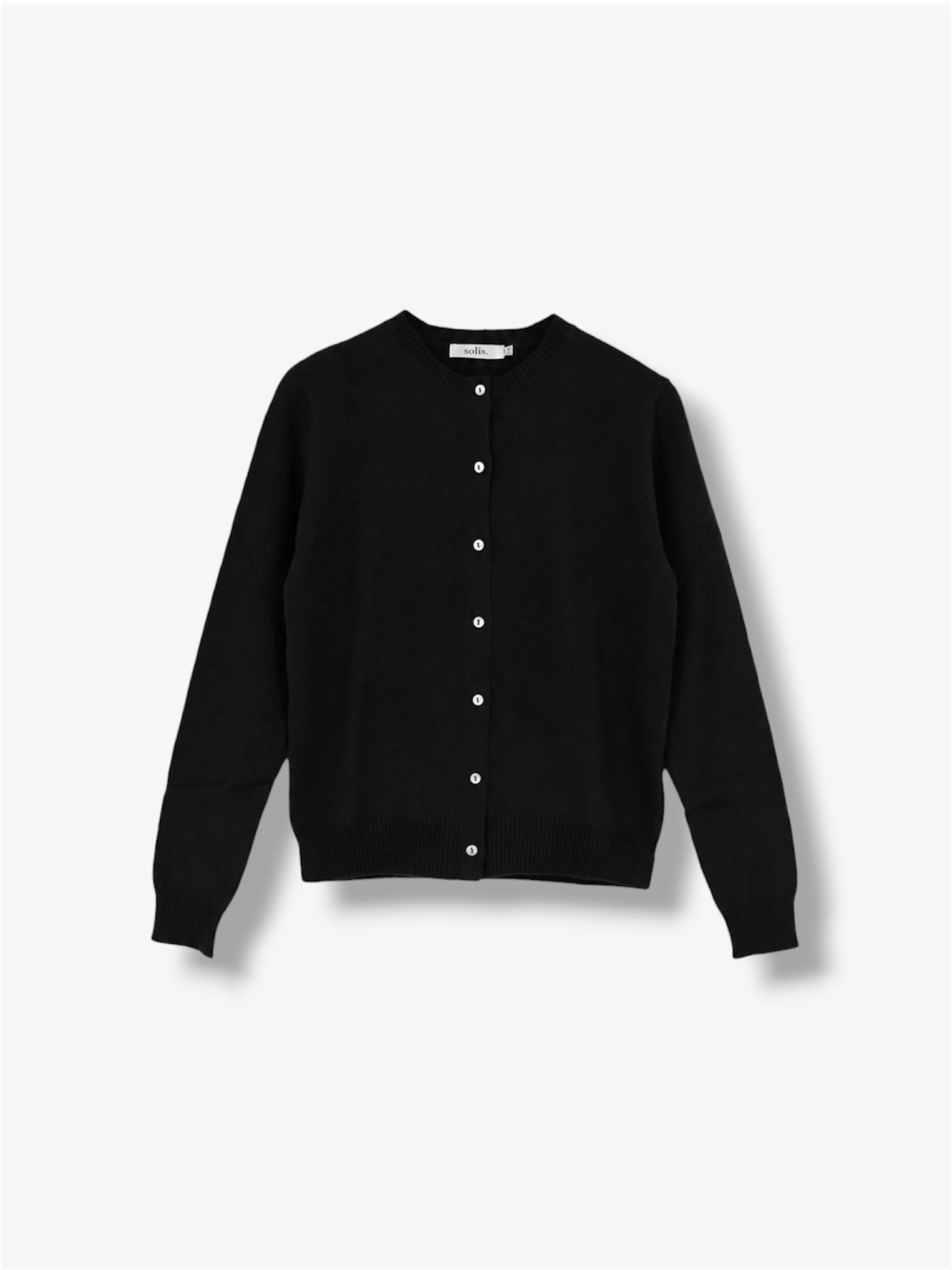 Cashmere Classic Crew Cardigan in Black