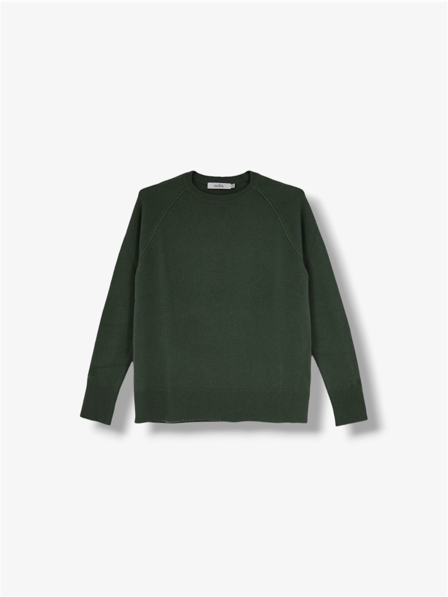 Cashmere Raglan Crew Neck Jumper in Viridian Green