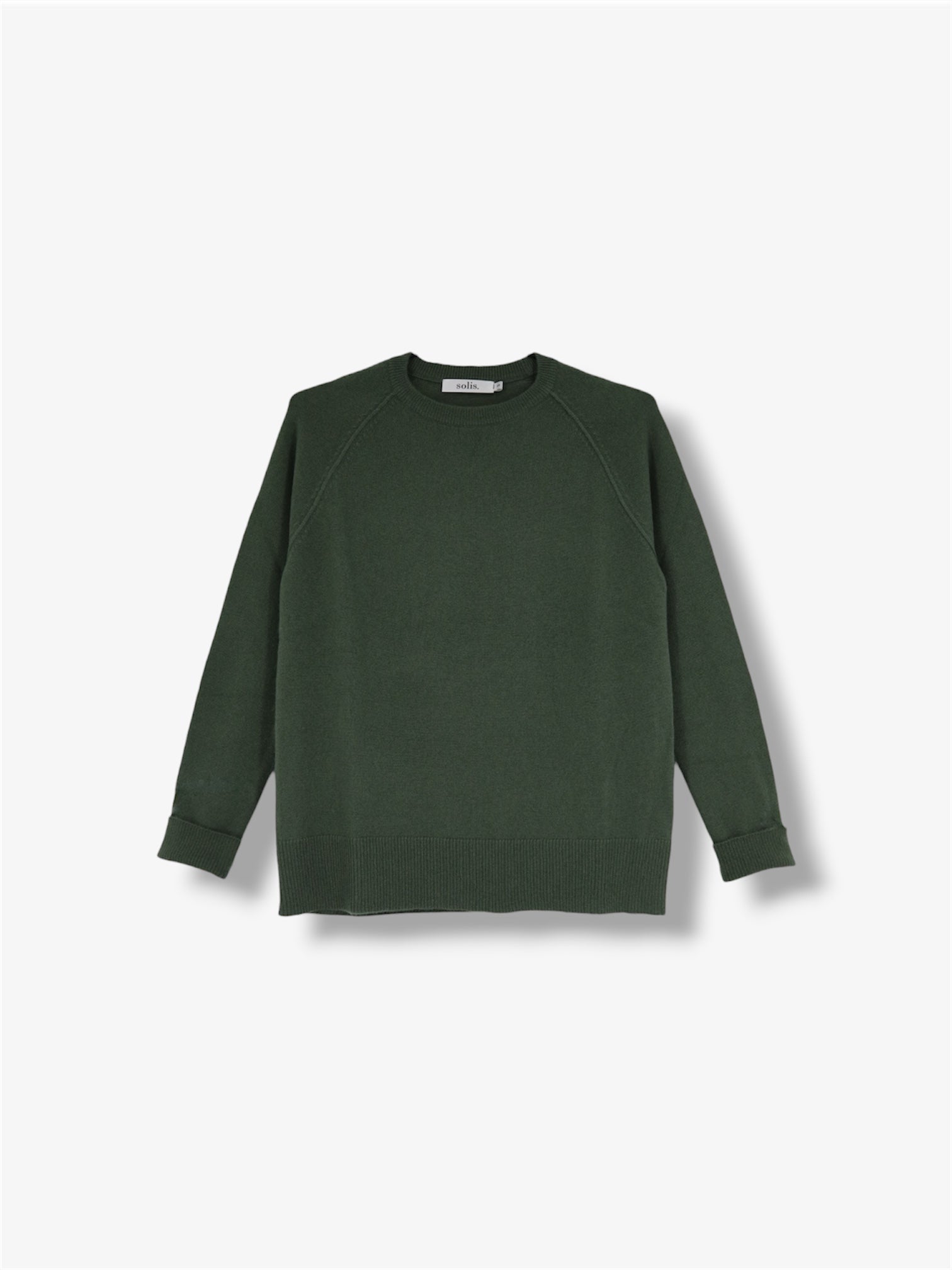 Cashmere Raglan Crew Neck Jumper in Viridian Green