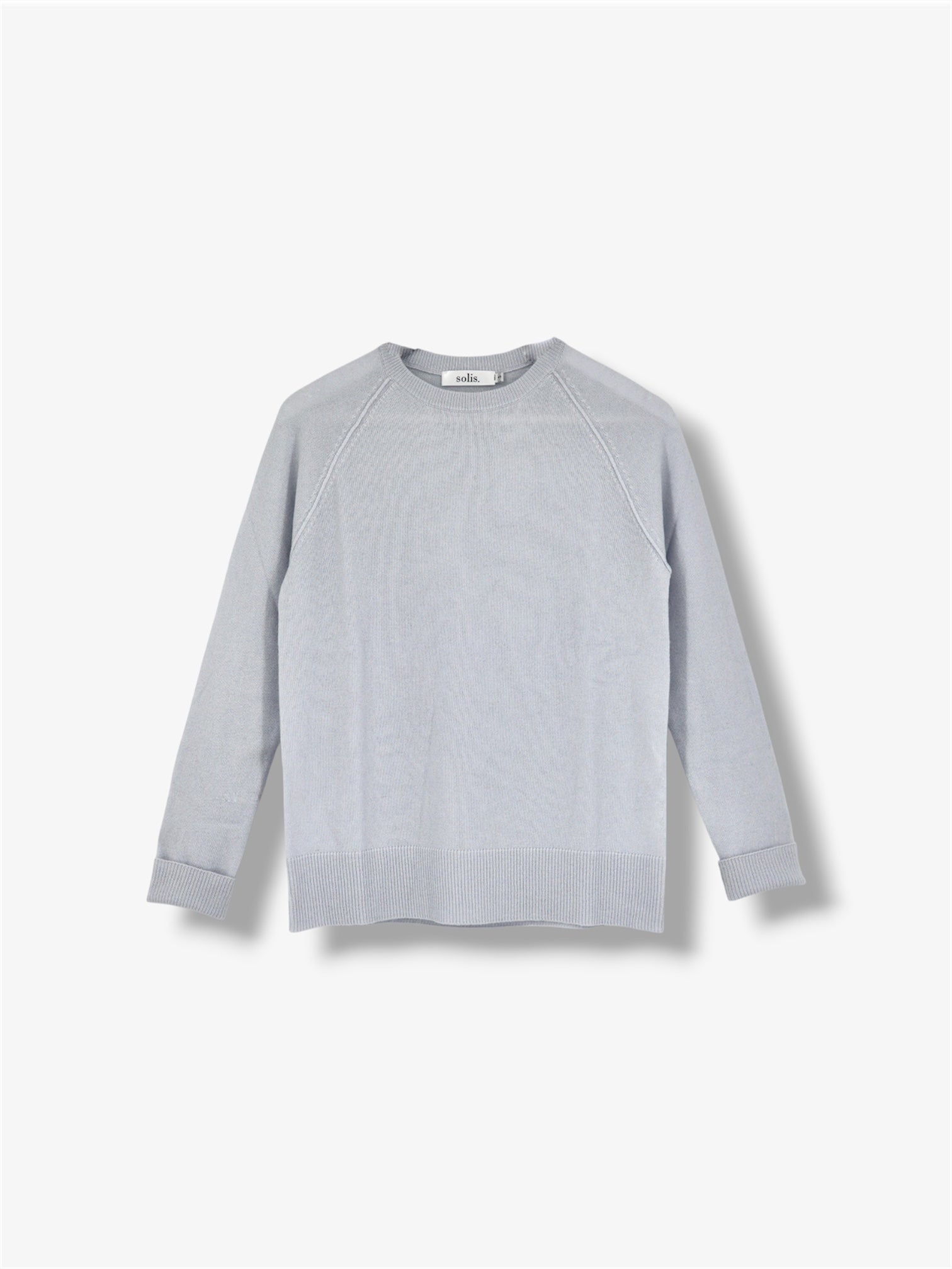 Cashmere Raglan Crew Neck Jumper in Dove Grey