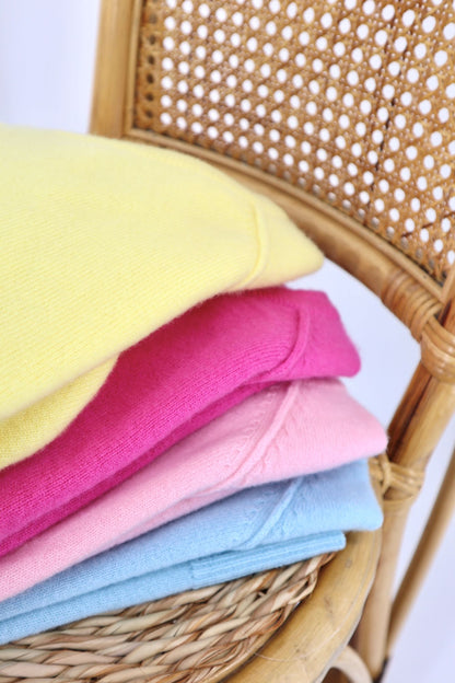 Pure Cashmere Raglan Sleeve Sweater in Butter