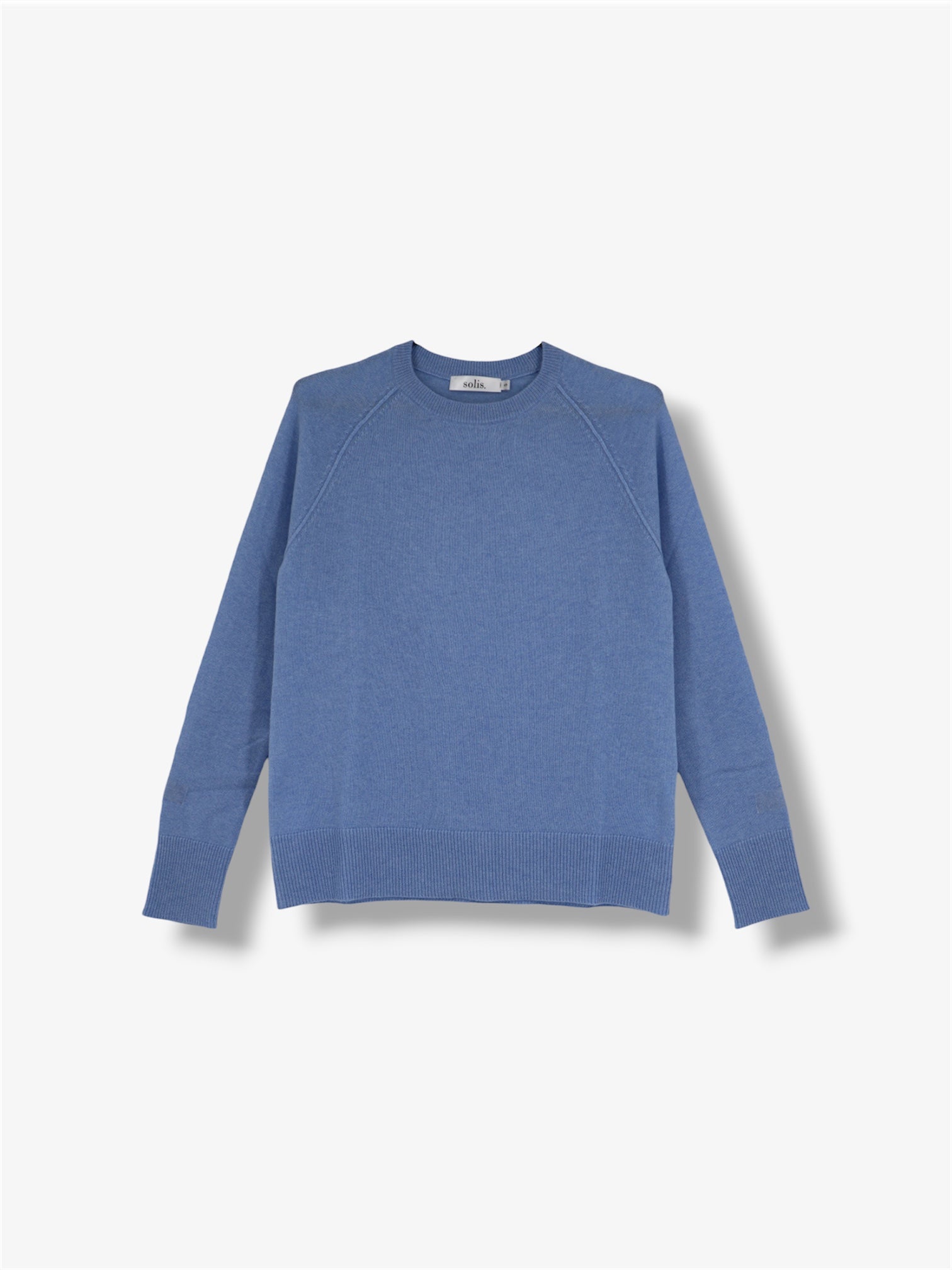 Cashmere Raglan Crew Neck Jumper in Cerulean Blue
