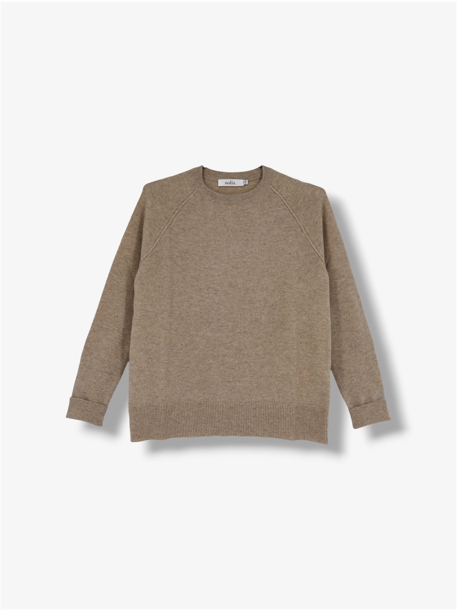 Cashmere Raglan Crew Neck Jumper in Eco Stone