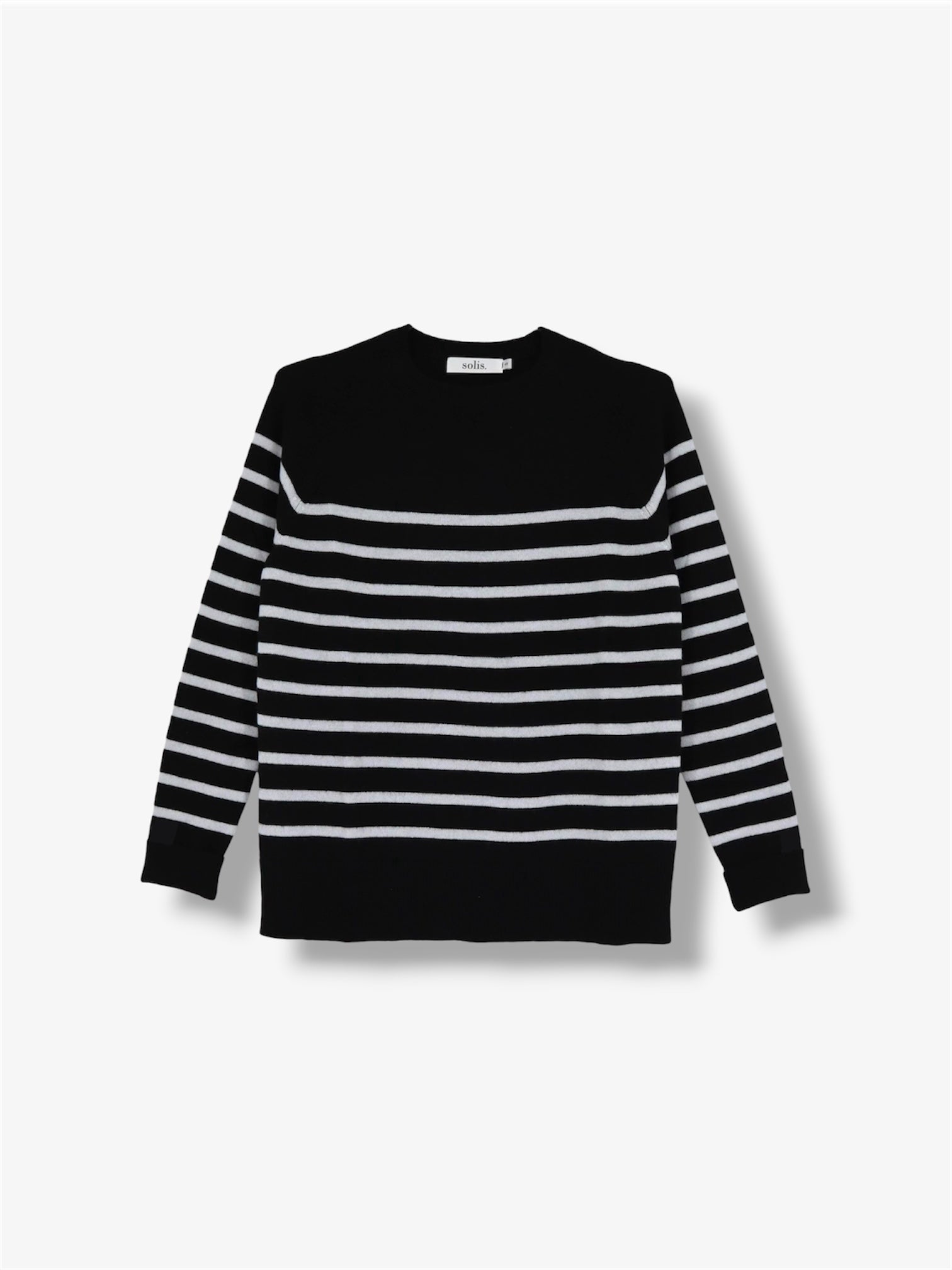 Cashmere Raglan Stripe Jumper in Black / Dove