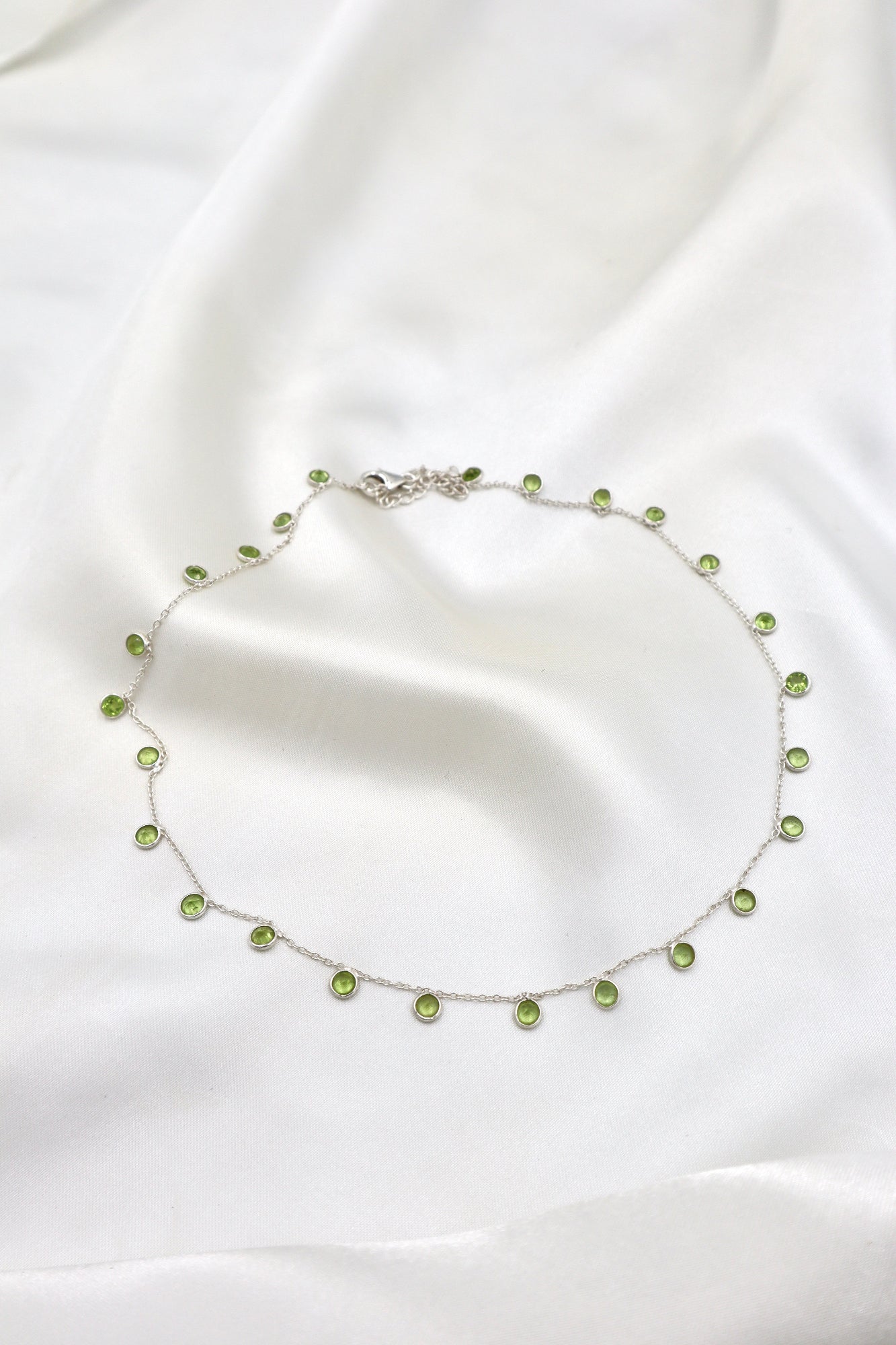 Sterling Silver Faceted Peridot Necklace