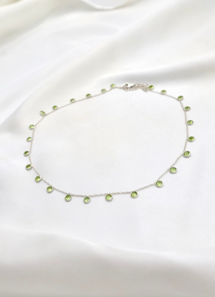 Sterling Silver Faceted Peridot Necklace